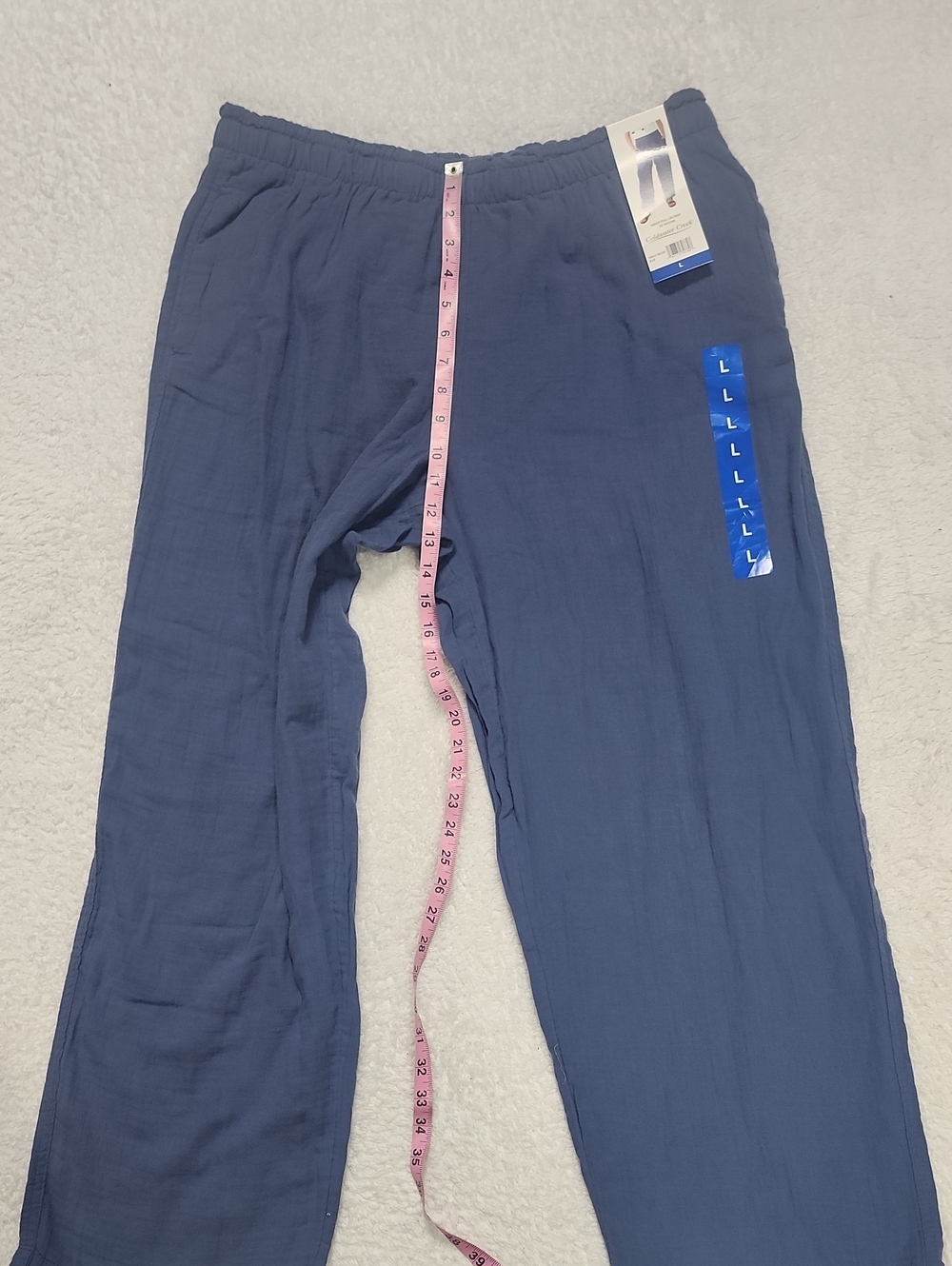 Coldwater Creek Gauze Pull On Pant Blue 30" Inseam New With Pockets - Picture 4 of 9